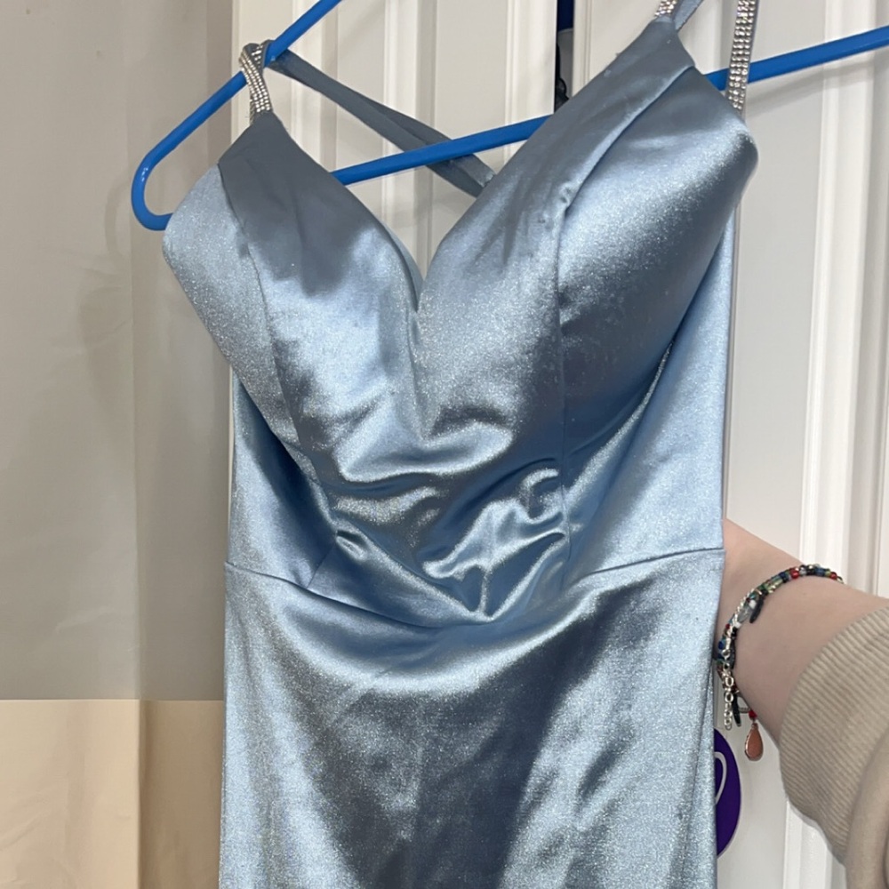 Windsor Strapless Shiny Blue Dress